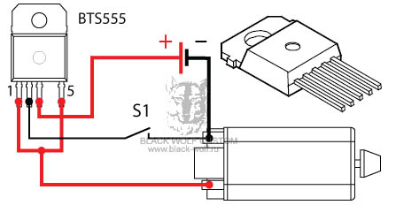 Схема подключения электронного ключа BTS555 (часть 1)